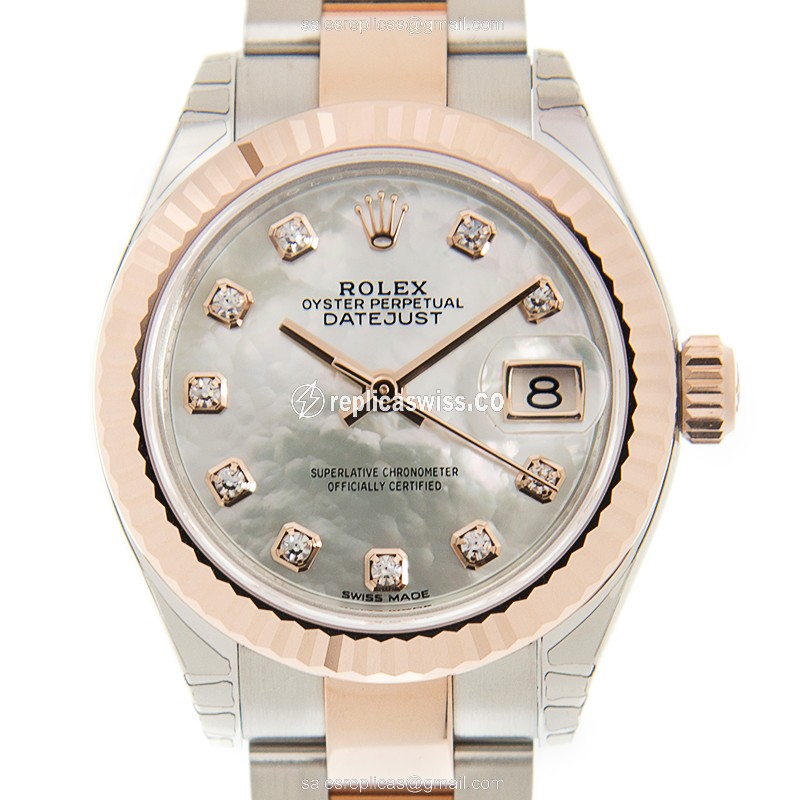 Rolex Lady Datejust Replica - Automatic, White Dial, 18kt Gold & Steel