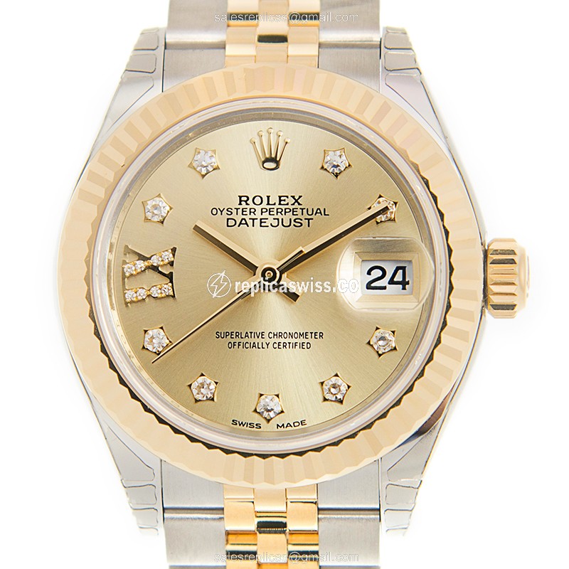 Rolex Lady Datejust Replica | Automatic | Gold & Steel Case, Gold Dial | Steel Strap