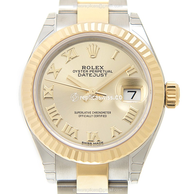Rolex Datejust Replica | Automatic | 18kt Gold | Steel Case, Gold Dial
