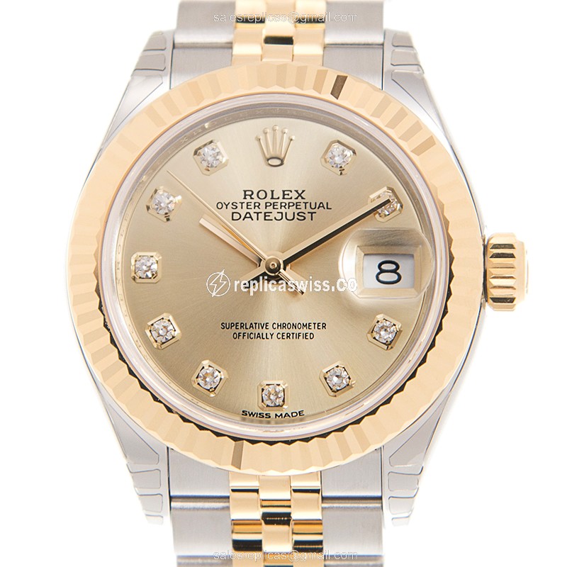 Rolex Lady Datejust Replica | Automatic | Gold Case, Gold Strap | 18kt Gold & Steel