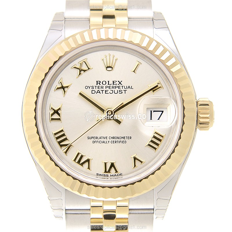 Rolex Datejust Lady Replica - Automatic - Gold & Steel Case - Silver Dial