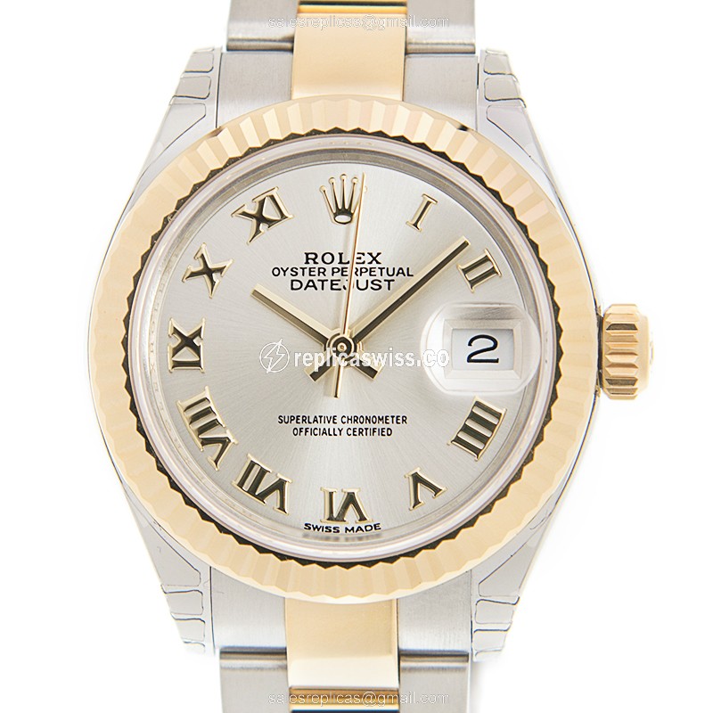 Rolex Datejust Replica - Automatic - 18kt Gold & Steel - Silver Dial