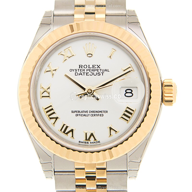 Rolex Lady Datejust Replica - Automatic - 18kt Gold & Steel - White Dial