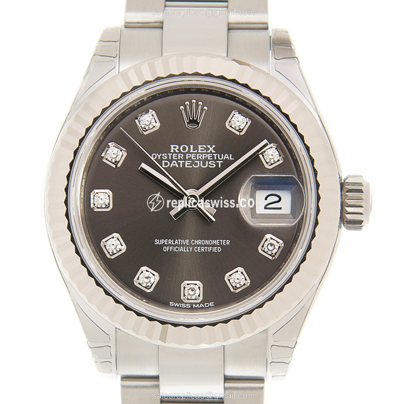 Rolex Datejust Replica - Automatic - White Gold & Steel - Gray Dial, Steel Clasp