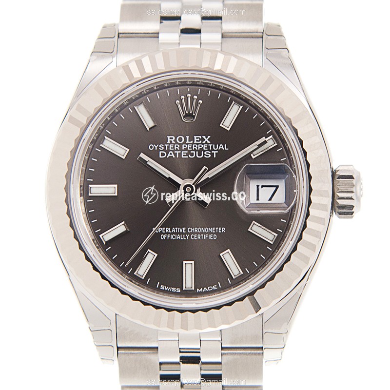 Rolex Datejust Lady Replica - Automatic - White Gold & Steel - Gray Dial