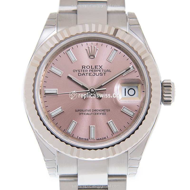 Rolex Lady Datejust Replica - Automatic | Steel Case | Pink Dial | Silver Clasp