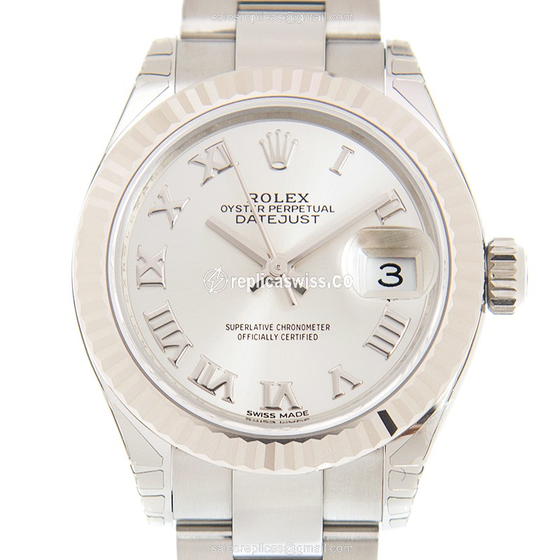 Rolex Lady Datejust Replica - Automatic - 18kt White Gold & Steel - Silver Dial - Luxury Replica LADY DATEJUST Watch