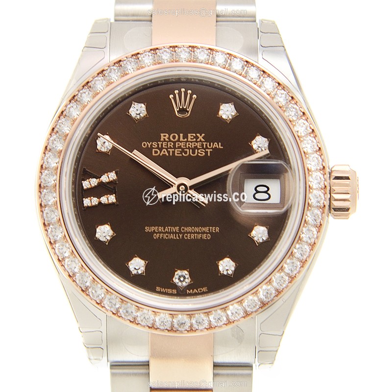 Rolex Datejust Replica - Automatic - Rose Gold - Diamond Bezel - 28mm