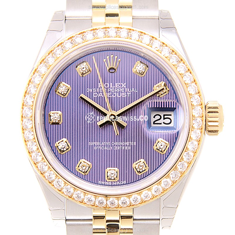 Rolex Datejust Replica - Automatic - Purple Dial, Gold Clasp & Gold Strap