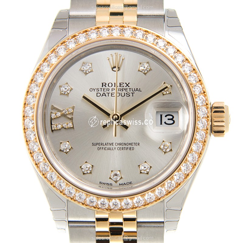 Rolex Lady Datejust Replica - Automatic - Silver Dial - Gold Clasp - Luxury Replica LADY DATEJUST Watch
