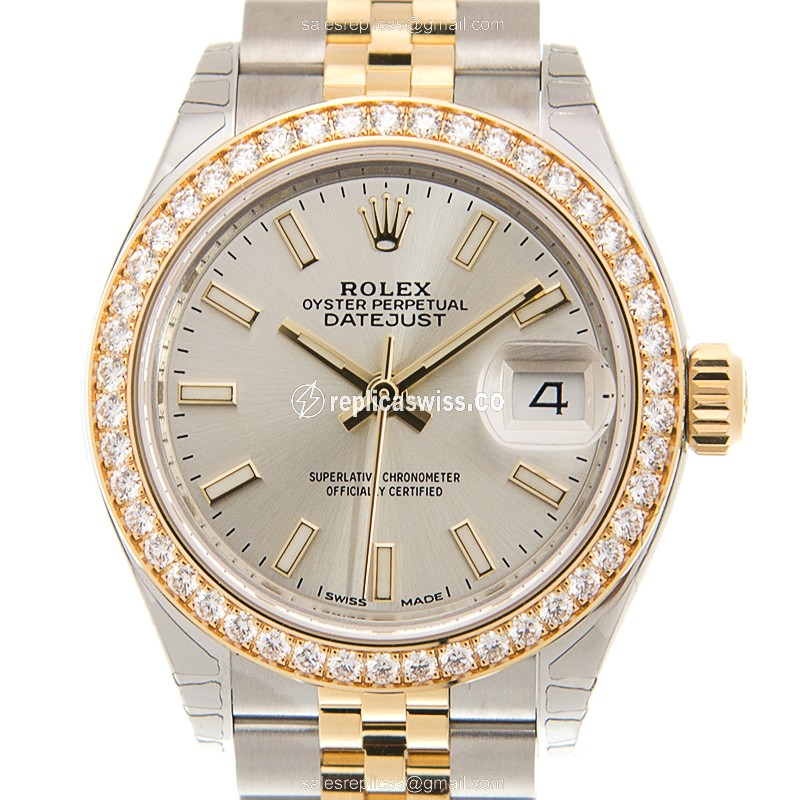 Rolex Datejust Lady Replica - Automatic, Silver Dial, Gold Clasp