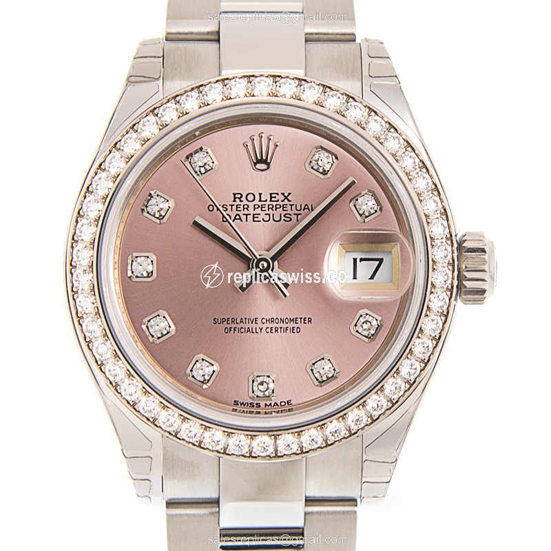 Rolex Lady Datejust Replica - Automatic - White Gold - Pink Dial - Steel Case & Strap - Luxury Replica LADY DATEJUST Watch