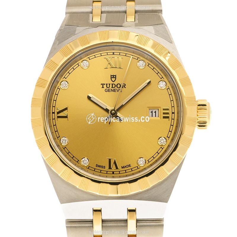 Tudor Royal Replica - Automatic - 18kt Gold & Steel - Gold Dial - Gold Strap - Luxury Replica TUDOR ROYAL Watch