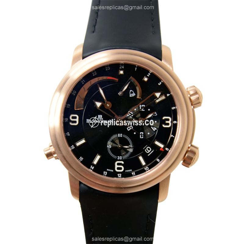 Blancpain Leman Replica - Automatic - 18kt Rose Gold - Black Dial - Leather Strap