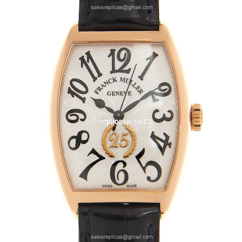 Franck Muller 2850 SC AT FO 25TH LTD 5N - Automatic - Rose Gold - White Dial, Leather Strap