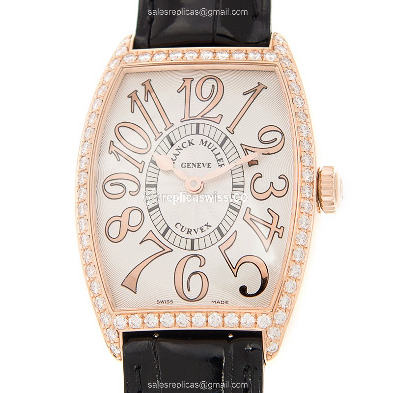 Franck Muller 2852 B QZ REL D1 R 5N Master Banker Quartz - White Dial - Buckle Clasp - Black Alligator Strap - Luxury Replica MASTER BANKER Watch
