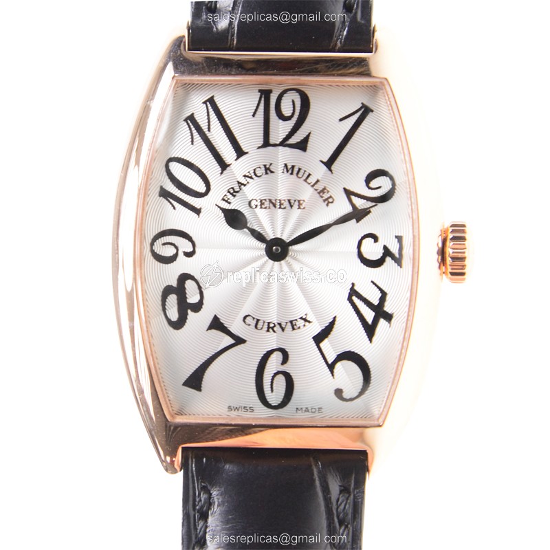Franck Muller 2852 QZ Replica - Quartz - 18kt Rose Gold - Silver Dial - Buckle Clasp