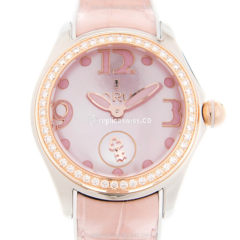 Corum Bubble Replica - Automatic - 18kt Rose Gold - Steel Case - Pink Dial & Alligator Strap