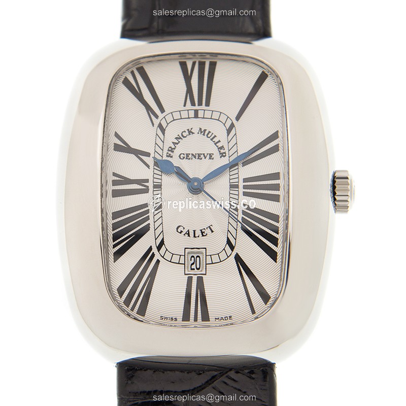 Franck Muller 3000 H SC DT R AC GALET - Automatic - Steel - Silver - Black Alligator Buckle - Luxury Replica GALET Watch