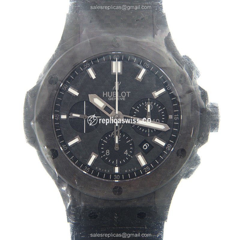 Hublot BIG BANG Replica - Automatic - Carbon Fiber Case - Black Dial - Rubber Strap