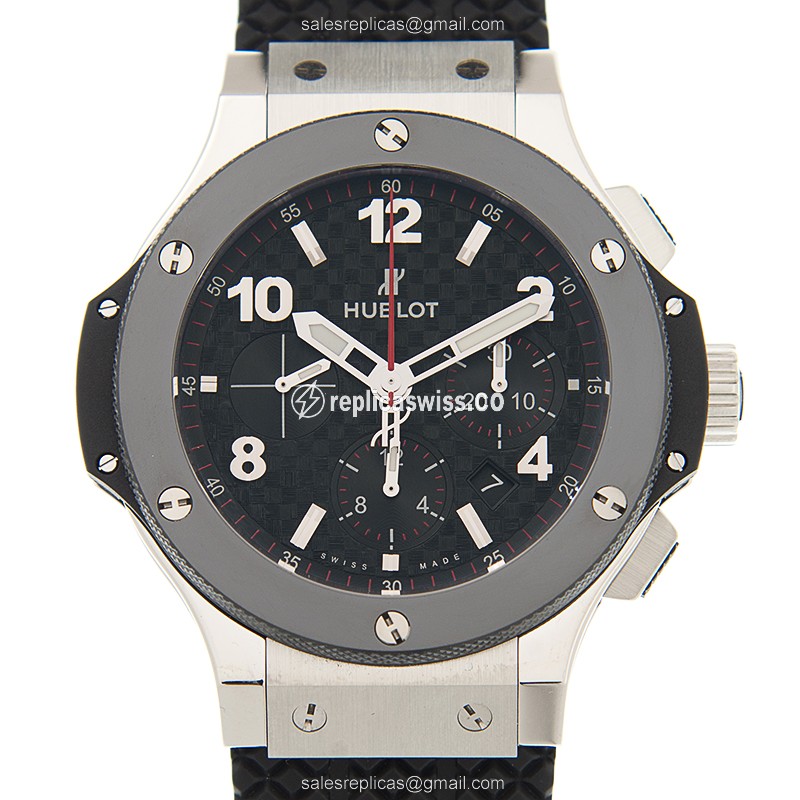 Hublot BIG BANG Replica - Automatic - Steel Case - Black Dial - Rubber Strap