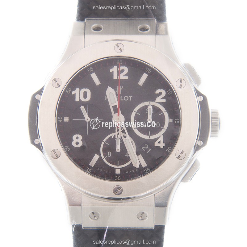 Hublot BIG BANG Replica - Automatic - Steel Case - Black Dial - Rubber Strap - Luxury Replica BIG BANG Watch