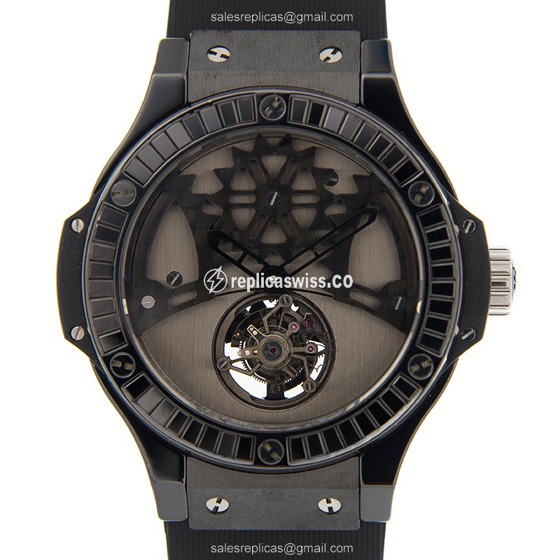 Hublot BIG BANG Replica - Manual - Ceramic Case - Gray Dial - Black Rubber Strap