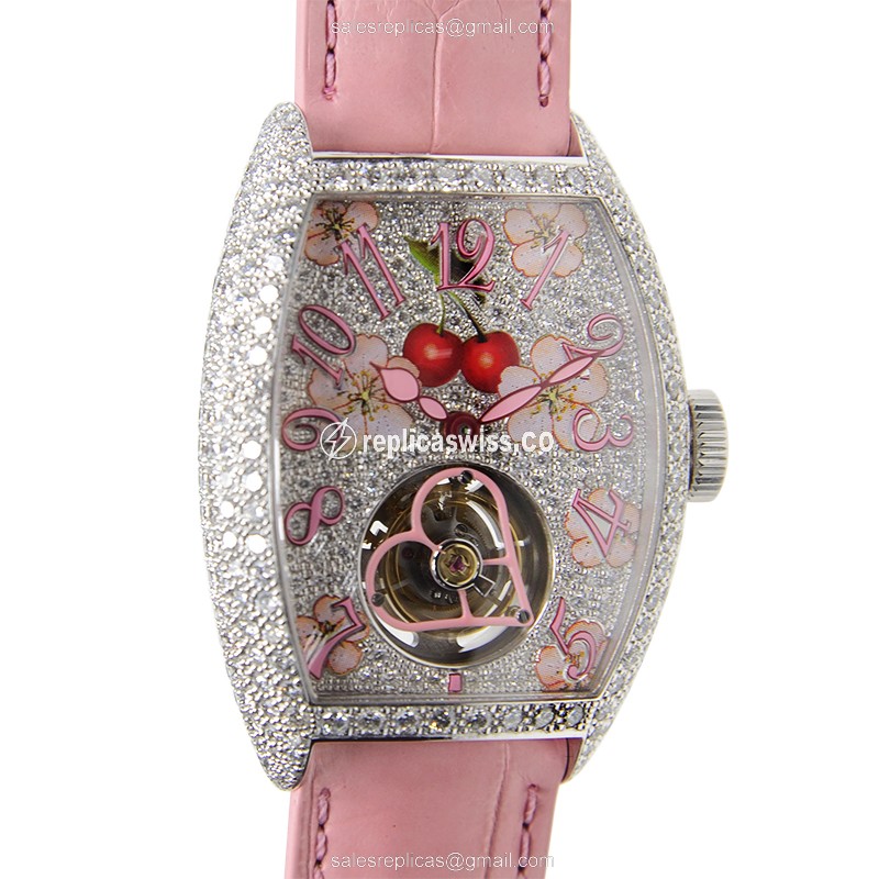 Franck Muller 3080 Replica - Manual - 18kt White Gold - Diamond Set - Silver Dial