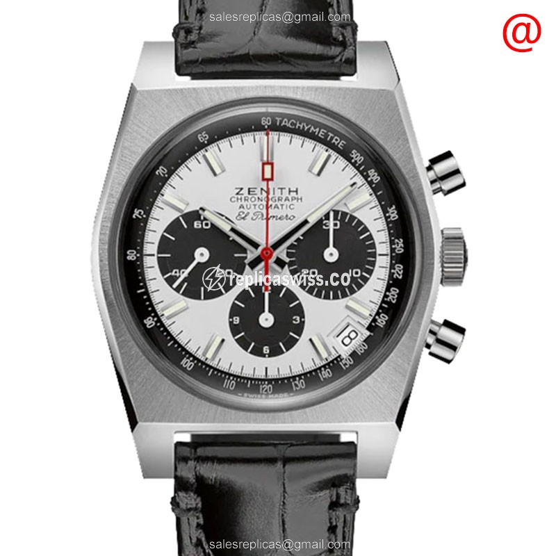 Zenith Chronomaster Replica - Automatic - Black Dial - Steel Case - Alligator Black Strap - Luxury Replica CHRONOMASTER Watch
