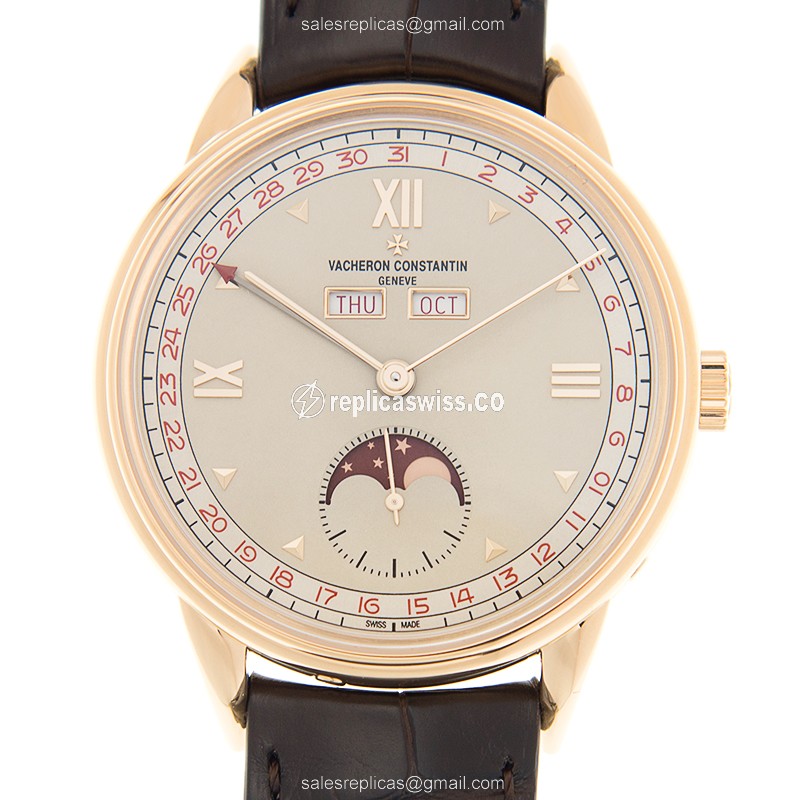 Vacheron Constantin Historiques 3100V/000R-B359 - Manual Wind - 18kt Rose Gold - Beige Dial - Brown Alligator Buckle - Luxury Replica HISTORIQUES Watch