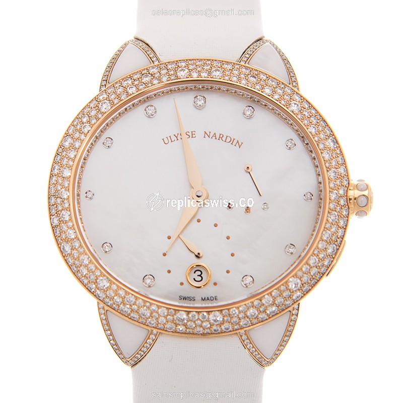 Ulysse Nardin 3106-125/991 - Auto 18kt Rose Magic - White Dial - Silk White Strap