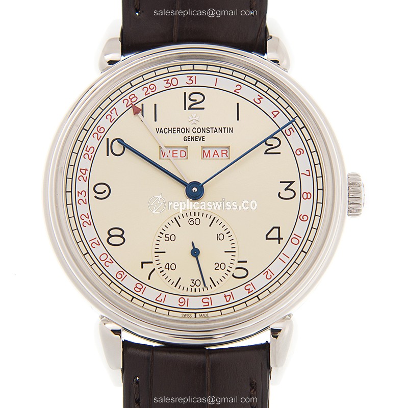 Vacheron Constantin Historiques - Manual Wind - Stainless Steel - Silver Dial - Brown Alligator Strap - Luxury Replica HISTORIQUES Watch
