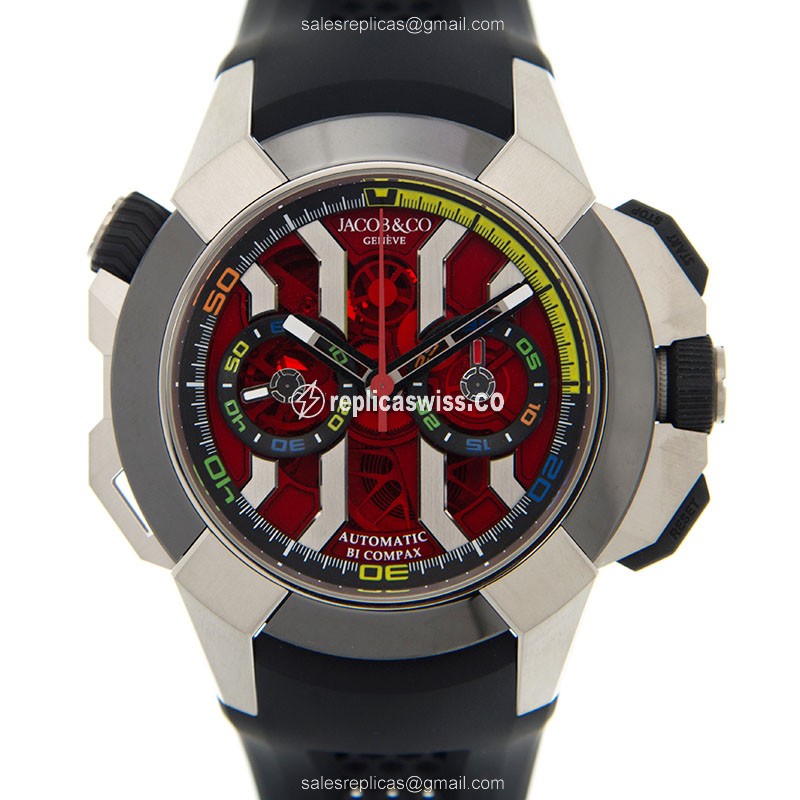 Jacob & Co Epic X Replica - Automatic - Red Dial - Rubber Strap