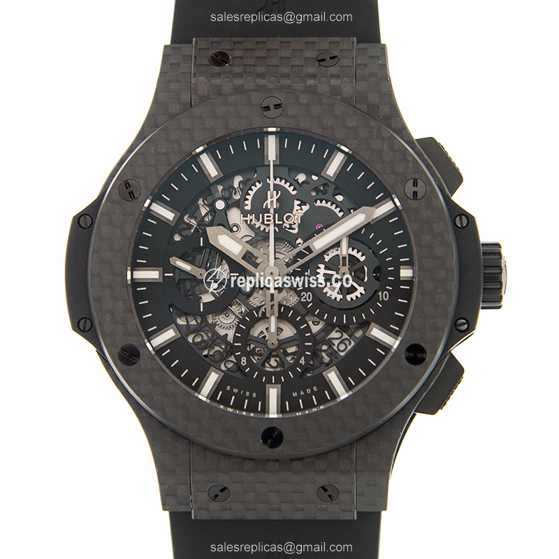 Hublot BIG BANG Replica - Automatic - Carbon Fiber Case - Black Dial - Rubber Strap