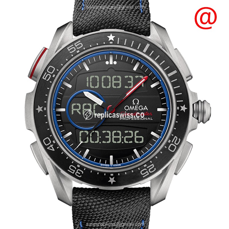 Omega SPEEDMASTER Quartz Titanium - Black Dial - Nylon Black Strap - Buckle Clasp - Luxury Replica SPEEDMASTER Watch