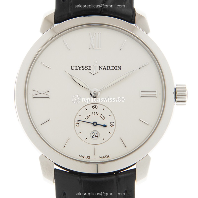 Ulysse Nardin 3203-136-2/30 CLASSIQUE - Automatic - Steel Case - White Dial - Black Alligator Strap - Luxury Replica CLASSIQUE Watch