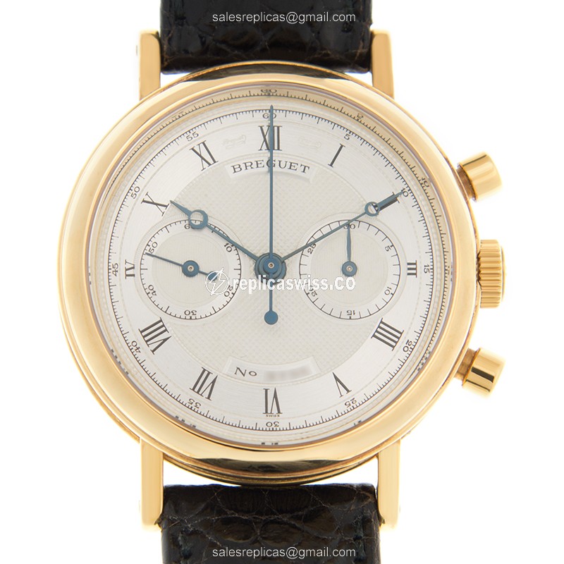 Breguet 3237BA/12/286 Classic - Manual - 18kt Yellow Gold - Silver Dial - Brown Alligator Buckle