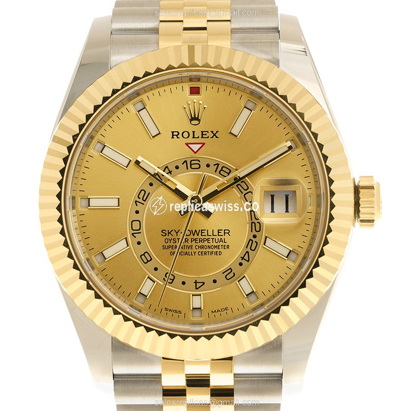 Rolex 326933-0004 Replica - Automatic - Gold & Steel Case - Gold Dial on Gold Strap