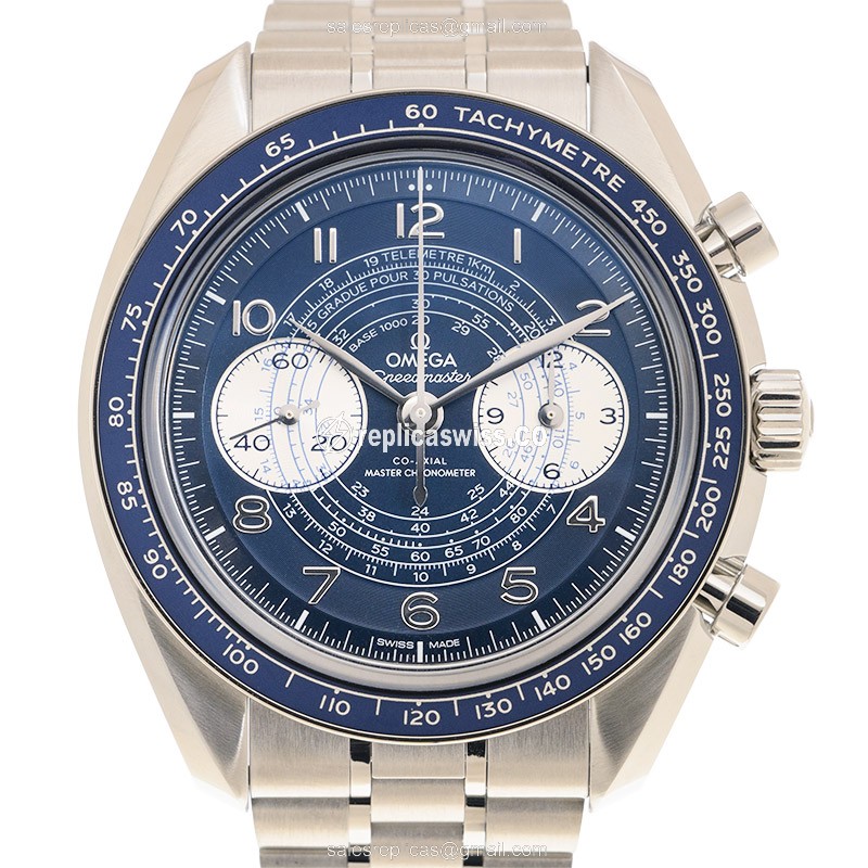 Omega Speedmaster Replica - Manual - Steel Case - Blue Dial - Silver Steel Clasp