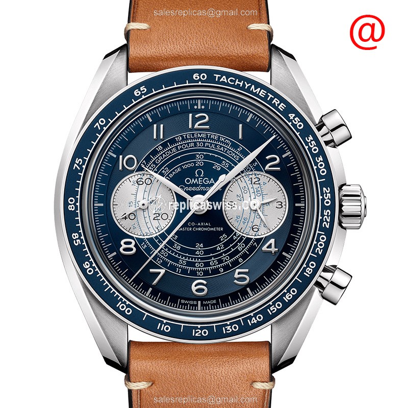 Omega Speedmaster Replica - Manual Wind - Stainless Steel - Blue Dial - Brown Cowhide Strap - Luxury Replica SPEEDMASTER Watch