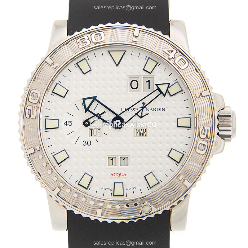Ulysse Nardin 333-88-3 Automatic - Silver Dial - Black Rubber Strap - Clasp - Luxury Ulysse Nardin Watch