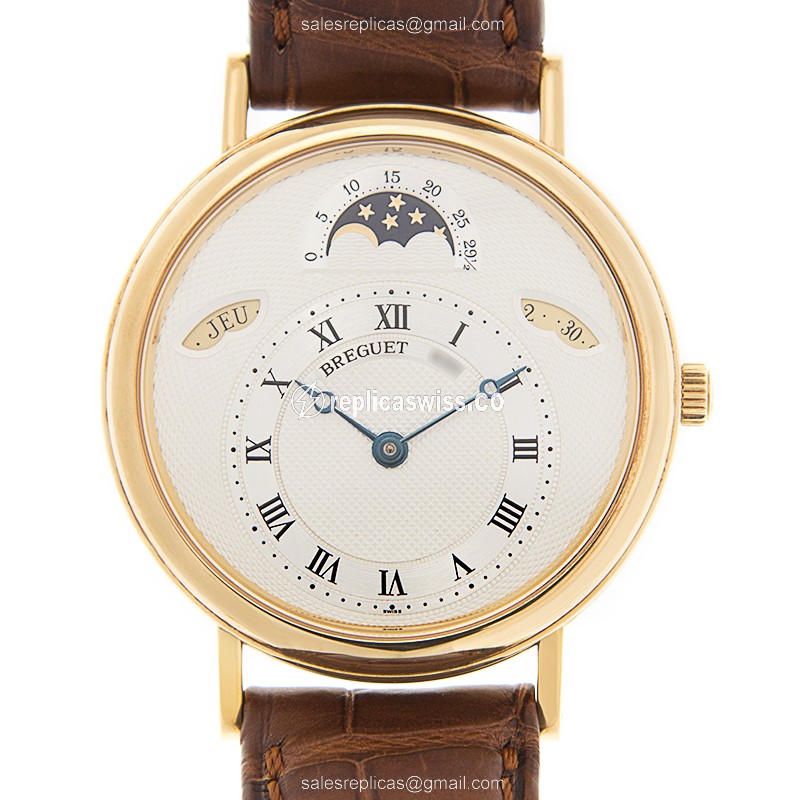 Breguet Classic 3330BA/1E/986 - Automatic - 18kt Gold - Silver Dial - Brown Alligator Strap