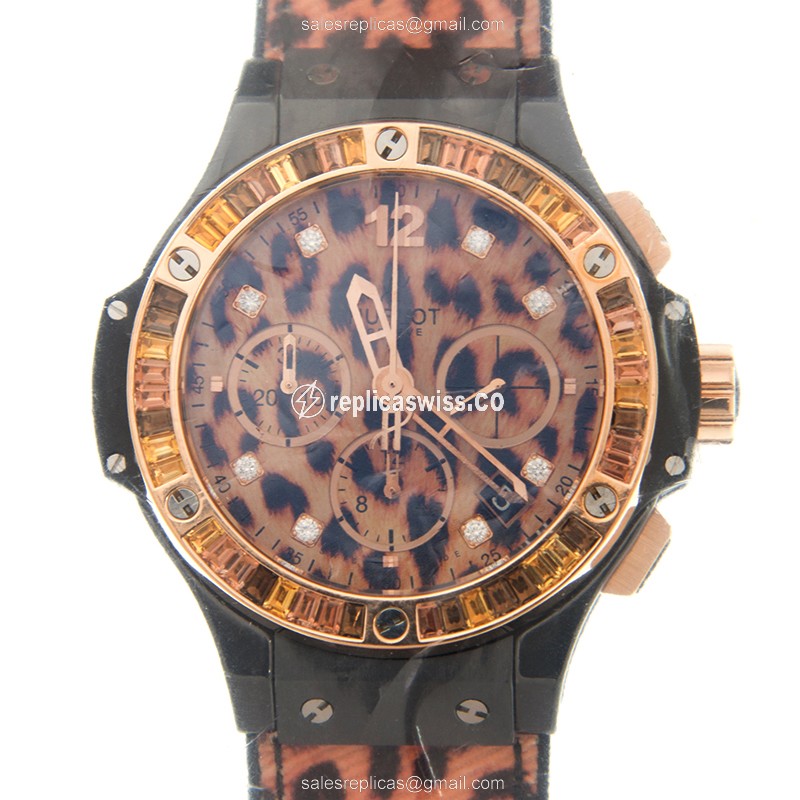 Hublot BIG BANG Replica - Automatic - 18kt Rose Gold - Brown Dial - Leather Brown Strap