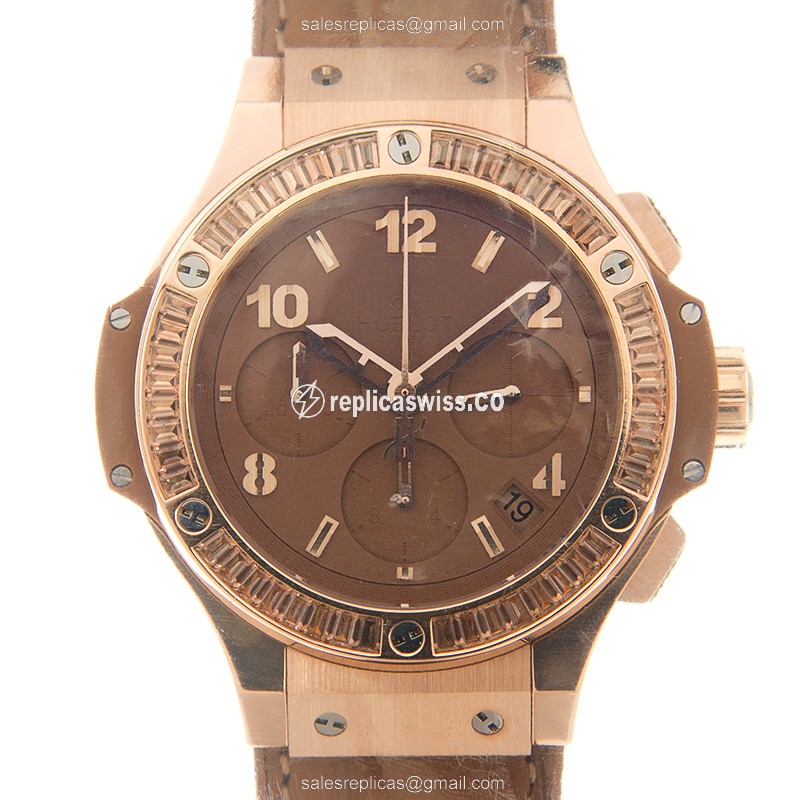 Hublot BIG BANG 341.PA.5390 Replica - Automatic - 18kt Rose Gold - Brown Dial - Leather Strap