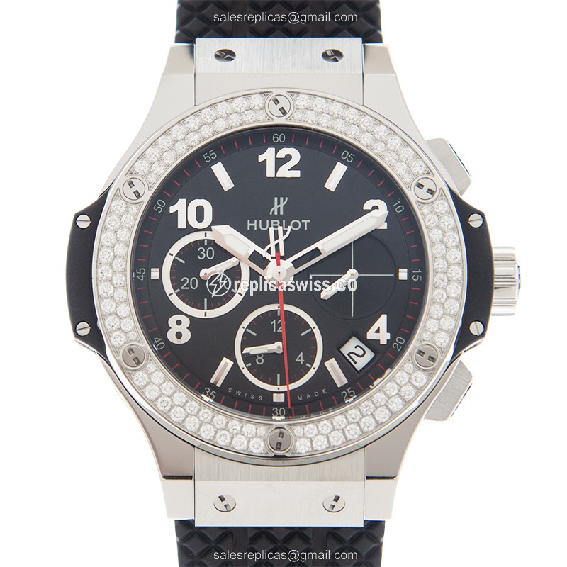 Hublot Big Bang Replica Watch - Auto - Diamonds - Black Dial