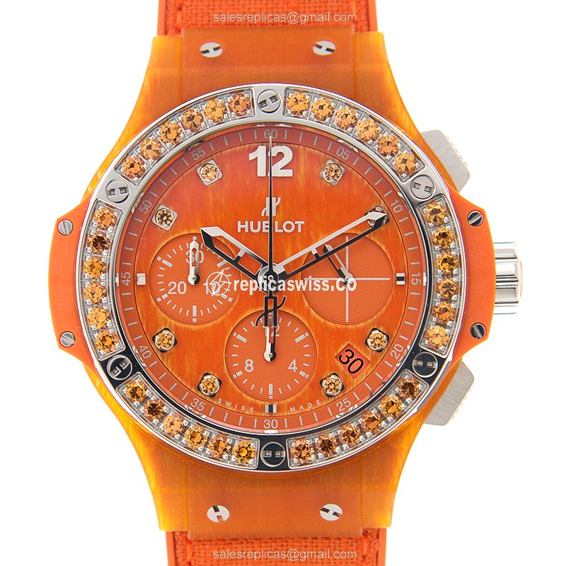 Hublot BIG BANG Automatic - Titanium Case - Orange Dial - Rubber Strap - Orange Clasp