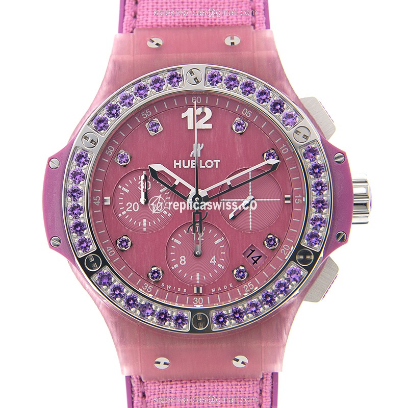 Hublot BIG BANG Automatic Titanium - Diamond Clasp Purple Dial Rubber Strap