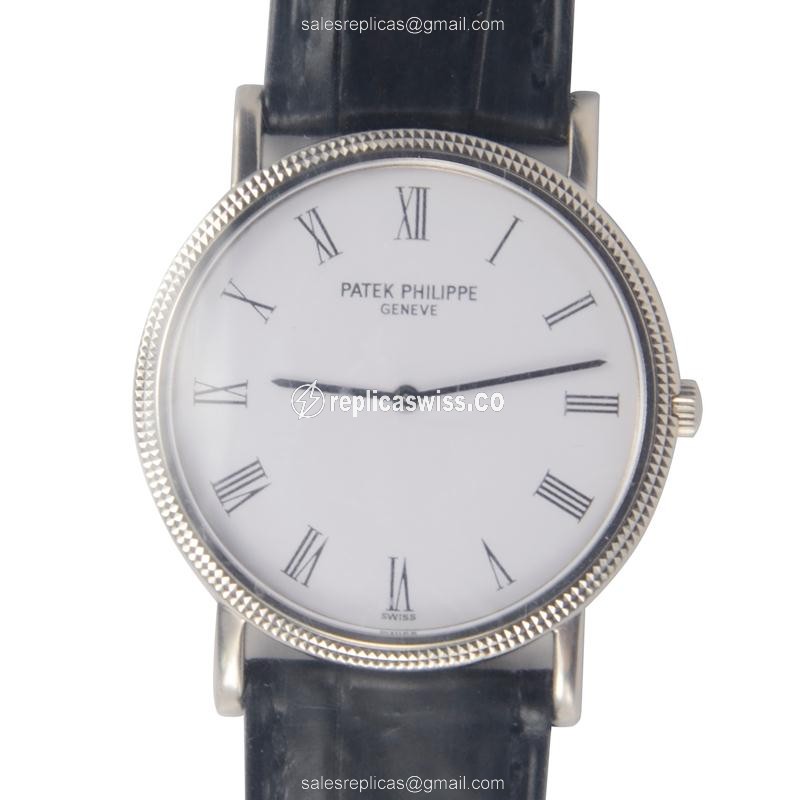 Patek Philippe 3520DG-001 CALATRAVA - Automatic - 18kt Gold Case - White Dial - Black Alligator Strap - Luxury Replica CALATRAVA Watch