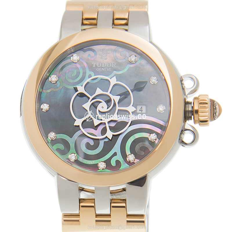 18kt Gold Tudor Clair De Rose - Automatic - Black Dial - Gold & Steel Strap - Luxury Replica CLAIR DE ROSE Watch