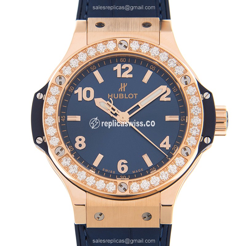 Hublot Big Bang Replica - Quartz - Blue Dial - Alligator